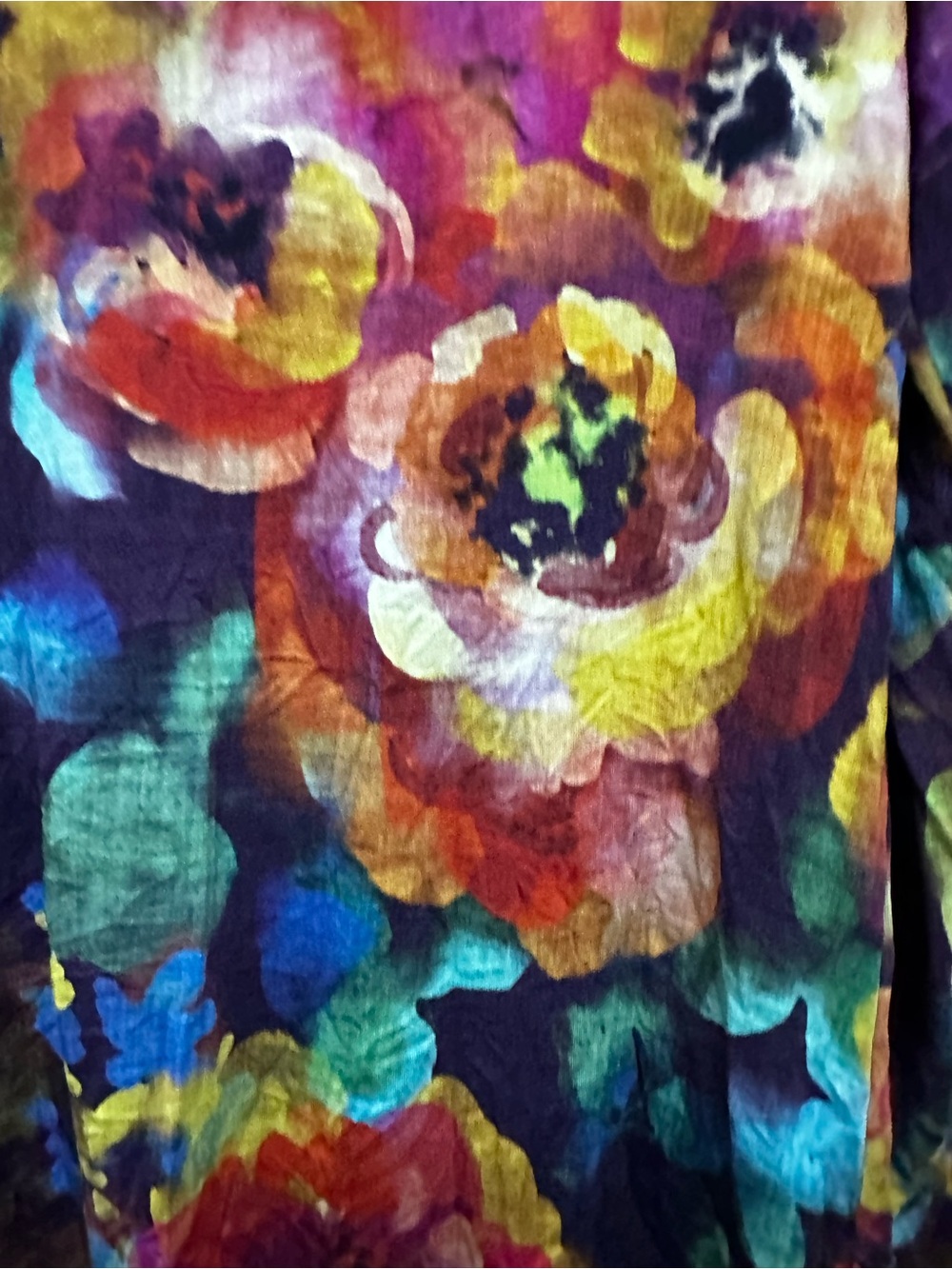 Johnny Was Purple Multi Floral V-Neck Long Sleeve Tee - Picture 5 of 7